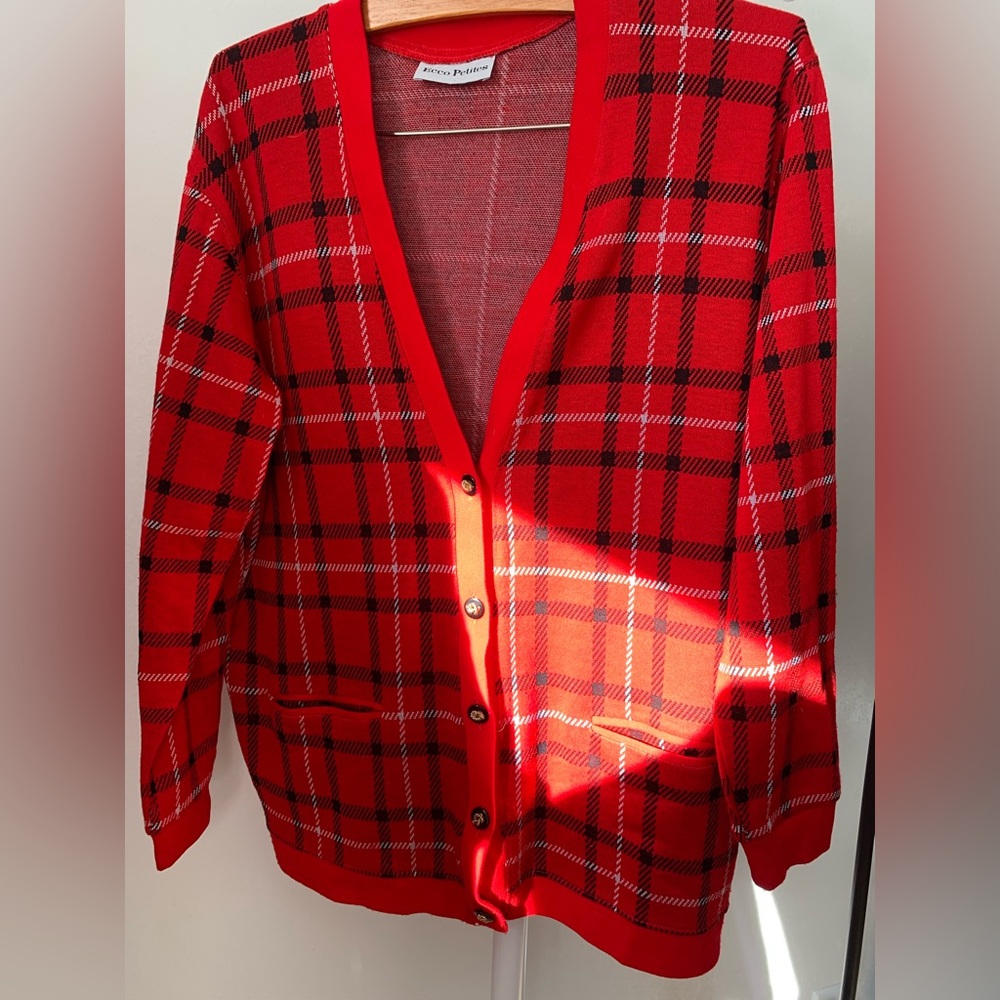 Red Plaid Women's Cardigan
